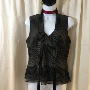 Calvin Klein Sleeveless V-Neck Tassel Tie Sequins